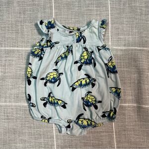 Tea Collections 6-9 Months Printed Henley Romper Sea‎ Turtles Cotton